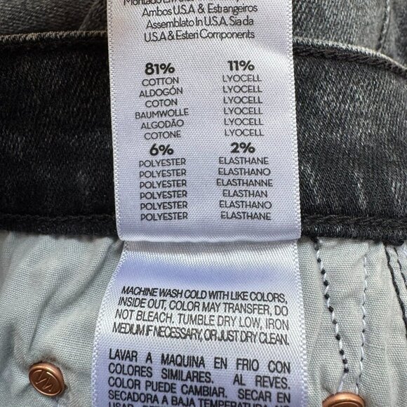 New MOTHER The Down Low Weekender Heel Flare Jeans Denim Train Stops Black 28 - Picture 6 of 14